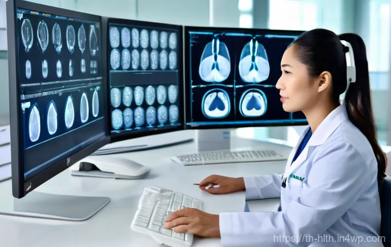 의료 영상 AI 분석의 실무 적용 사례 - AI-Powered Medical Imaging Analysis in a Modern Thai Hospital**
A highly detailed, realistic image c...