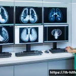 Home 22 AI와 빅데이터의 결합이 의료 영상 분석에 미치는 영향 - A modern Thai hospital radiology room with advanced AI-assisted medical imaging technology; a divers...