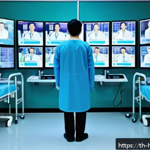 Home 30 AI 영상 분석을 통한 조기 진단 - A modern Thai hospital room equipped with advanced AI video analysis technology, showing a healthcar...