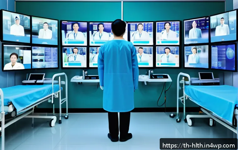 AI 영상 분석을 통한 조기 진단 - A modern Thai hospital room equipped with advanced AI video analysis technology, showing a healthcar...